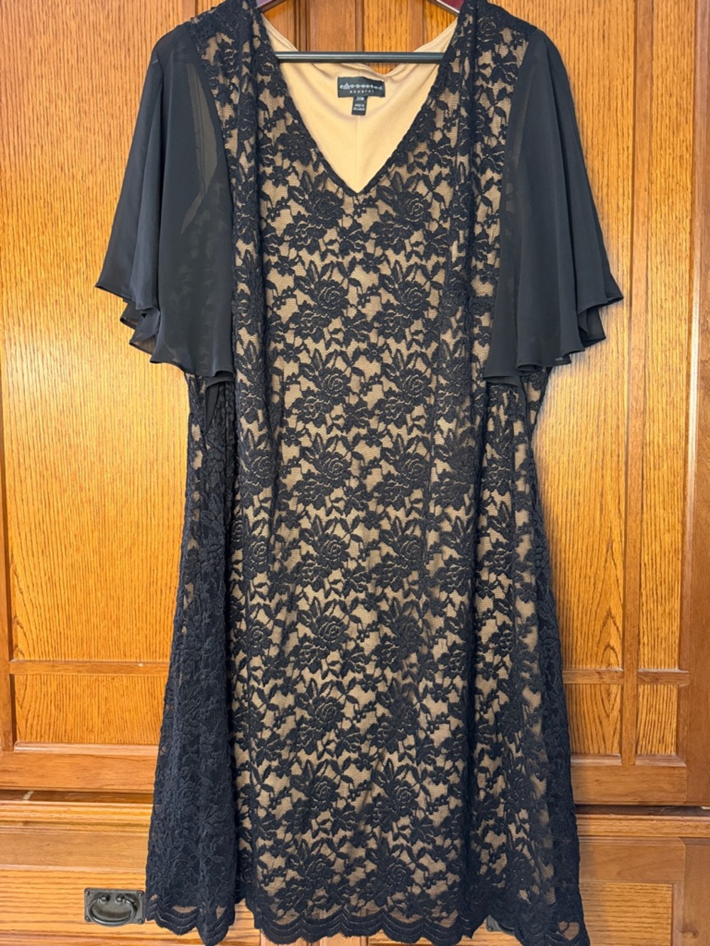 connected apparel Lace Midi Dress Sheer Flutter Sleeve Evening Cocktail Party